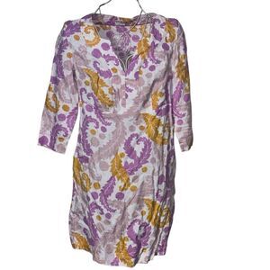 Beautiful Boden Tropical Floral Print Linen Tunic Dress Dress 6R Lined Mimosa Dr